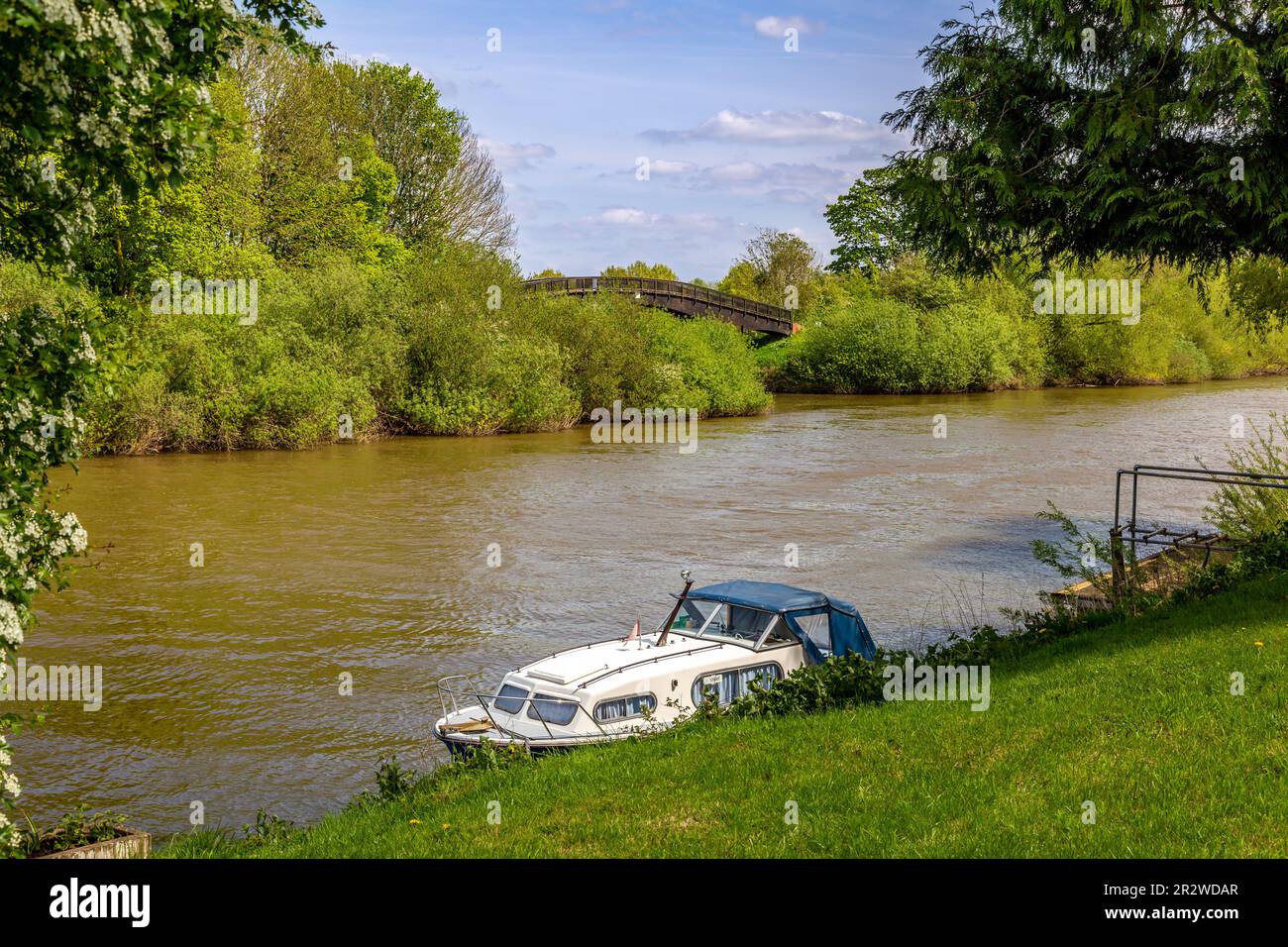 Scenic riverside landscape in Upton on Severn, Worcestershire, UK Stock