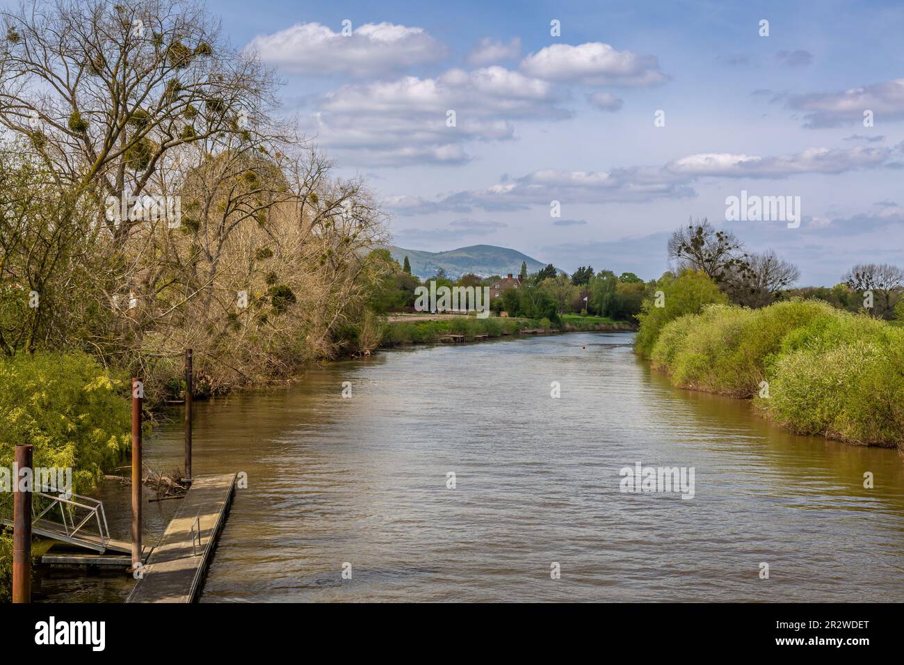 Scenic riverside landscape in Upton on Severn, Worcestershire, UK Stock