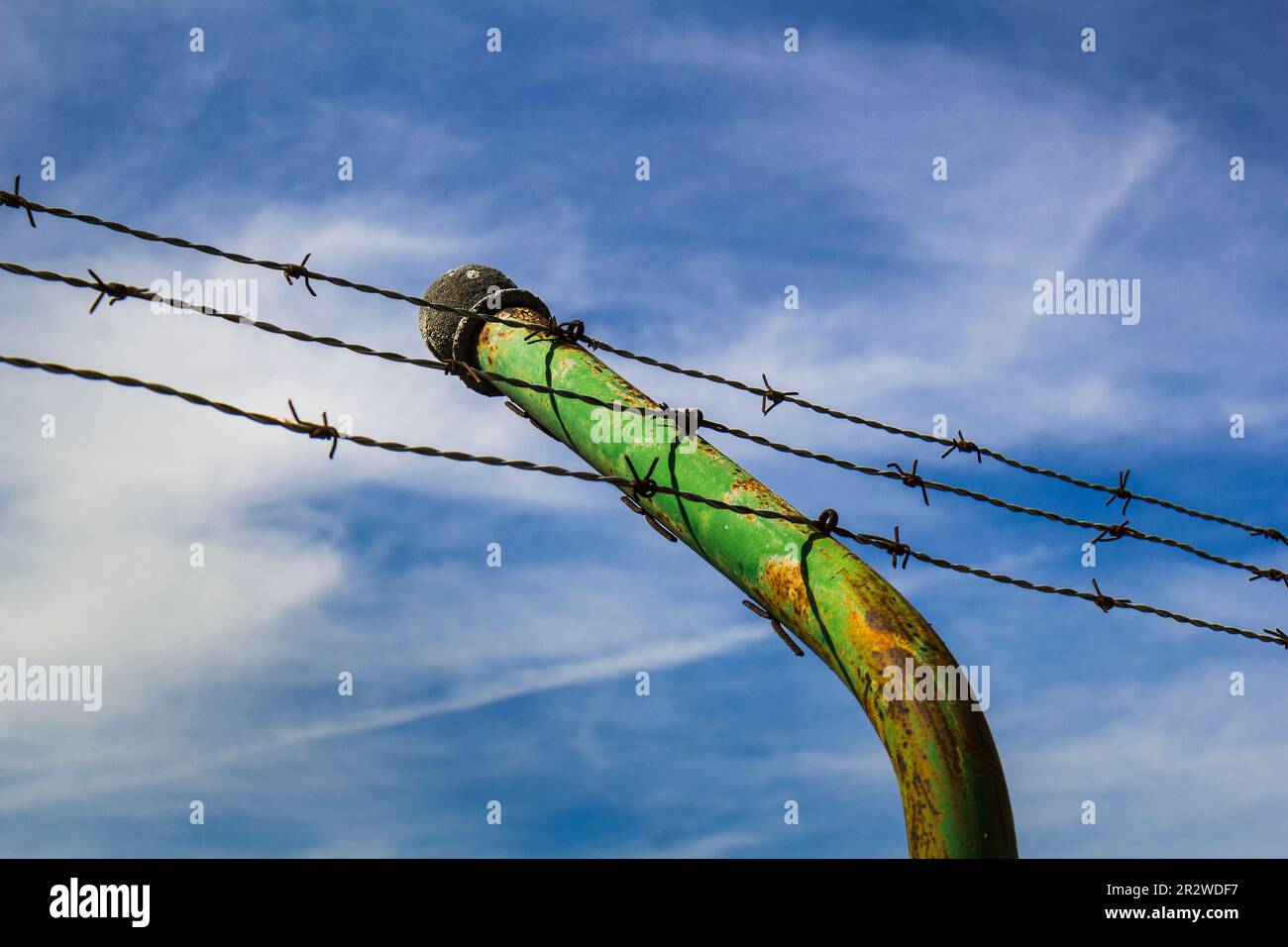 Barbed wire fence Stock Photo