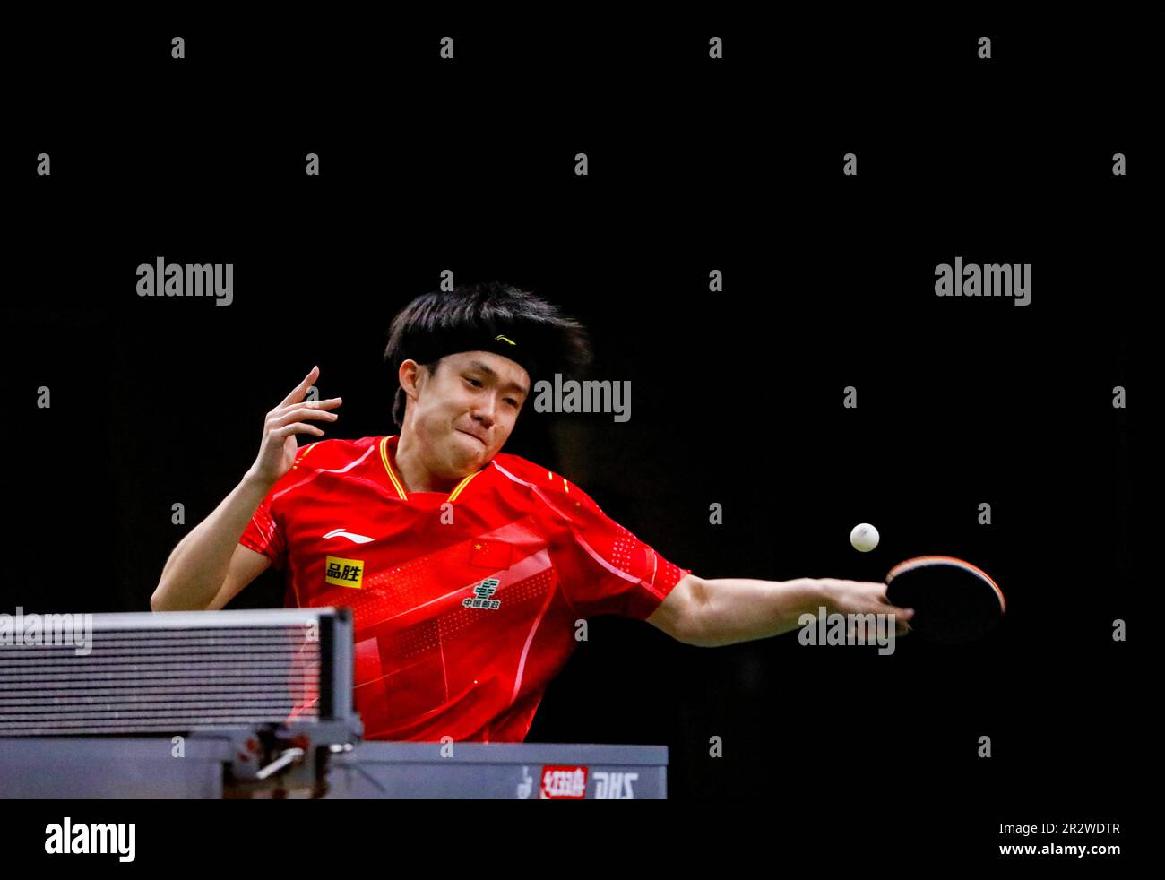 Durban, South Africa. 21st May, 2023. Sarah Jalli (R) of the United States  reacts during the women's singles first round match between Hayata Hina of  Japan and Sarah Jalli of the United