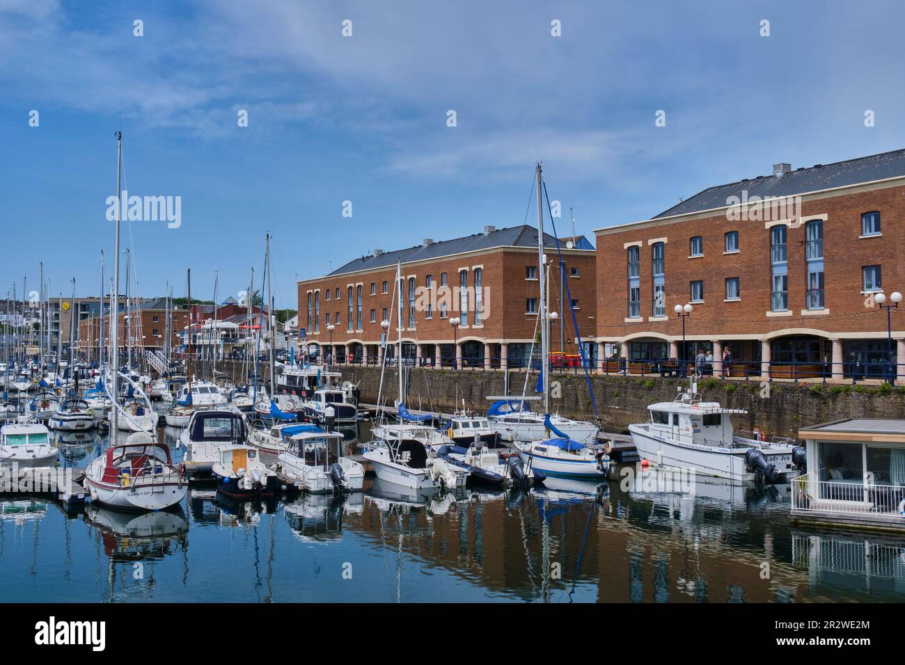 Sailing boats at Milford Waterfront, Milford Haven, Pembrokeshire Stock Photo