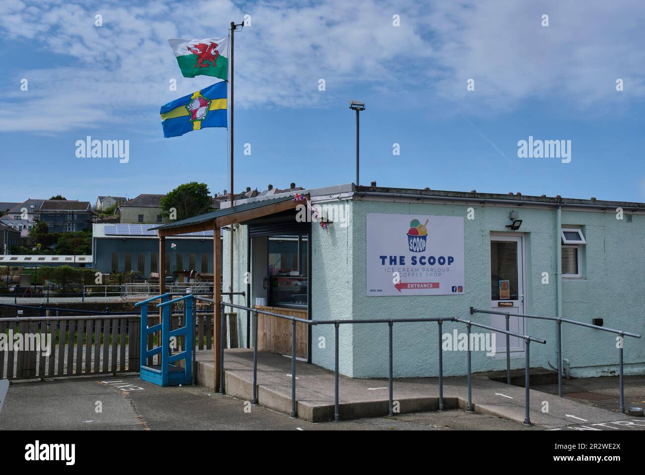 The Scoop ice cream stall at Milford Waterfront, Milford Haven, Pembrokeshire Stock Photo