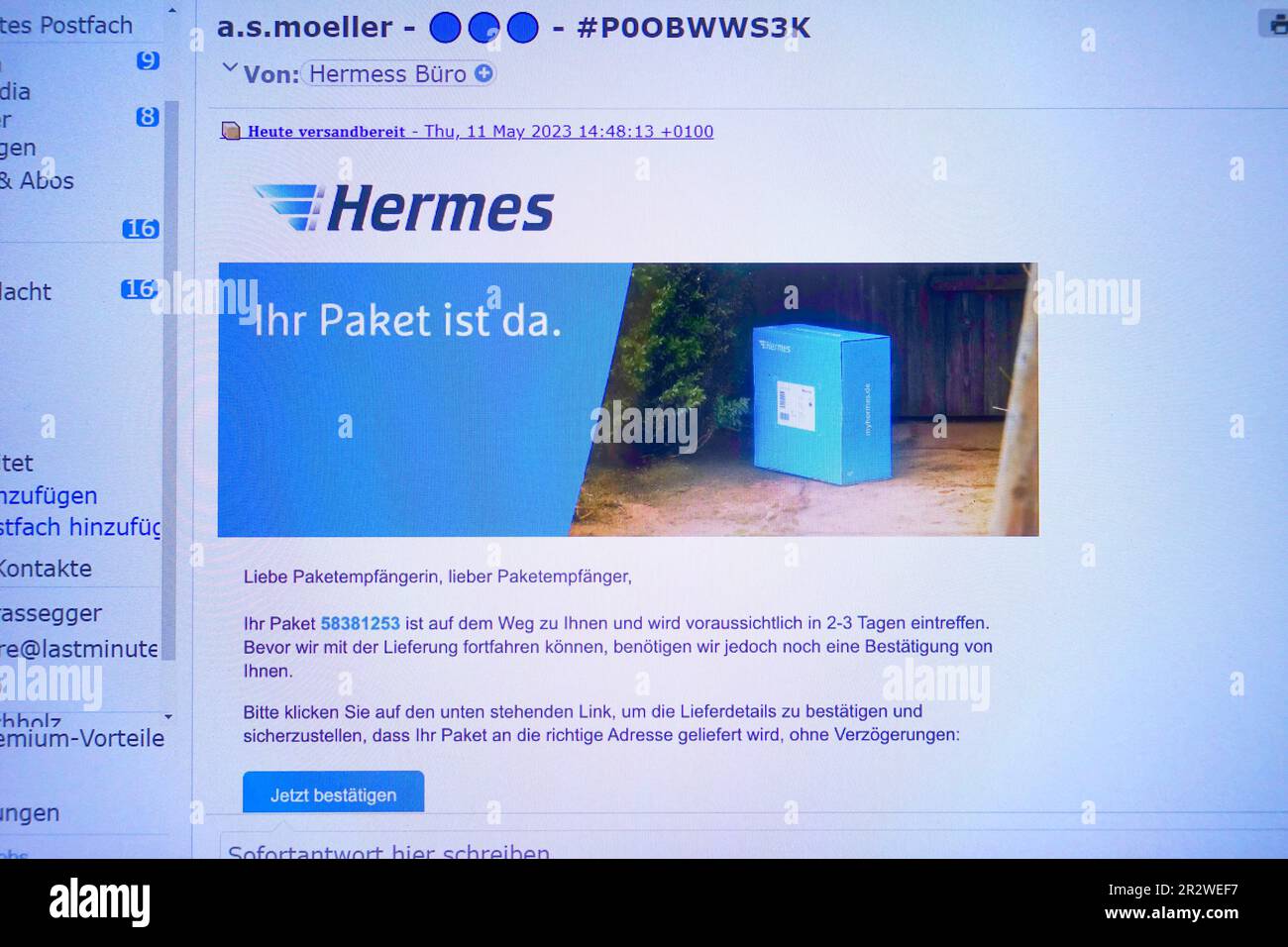 Fake mail, Hermes, Germany Stock Photo