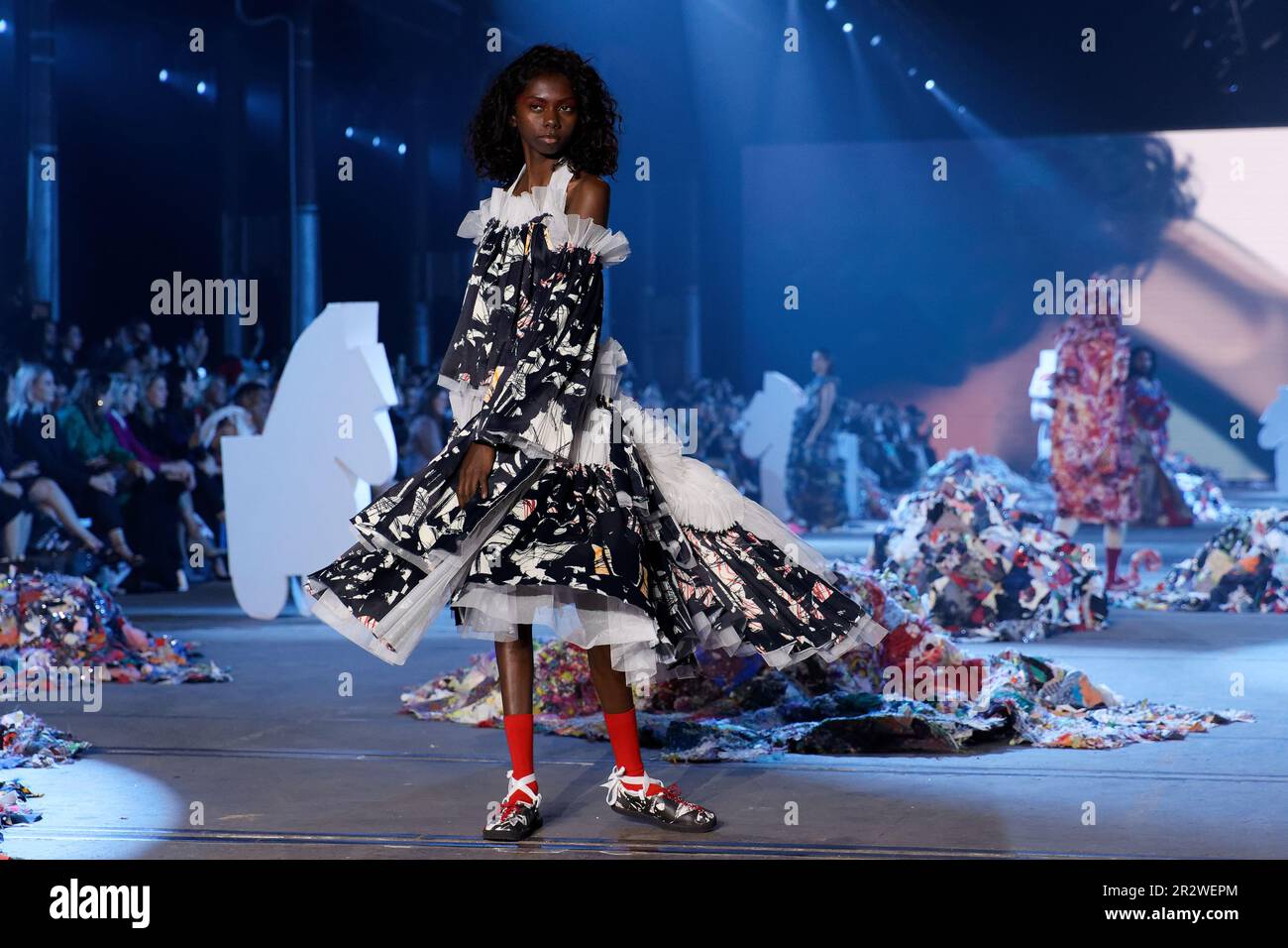 A model walks the runway during the IORDANES SPYRIDON GOGOS show during the Afterpay Australian Fashion Week 2023 at Carriageworks on May 16, 2023 in Stock Photo