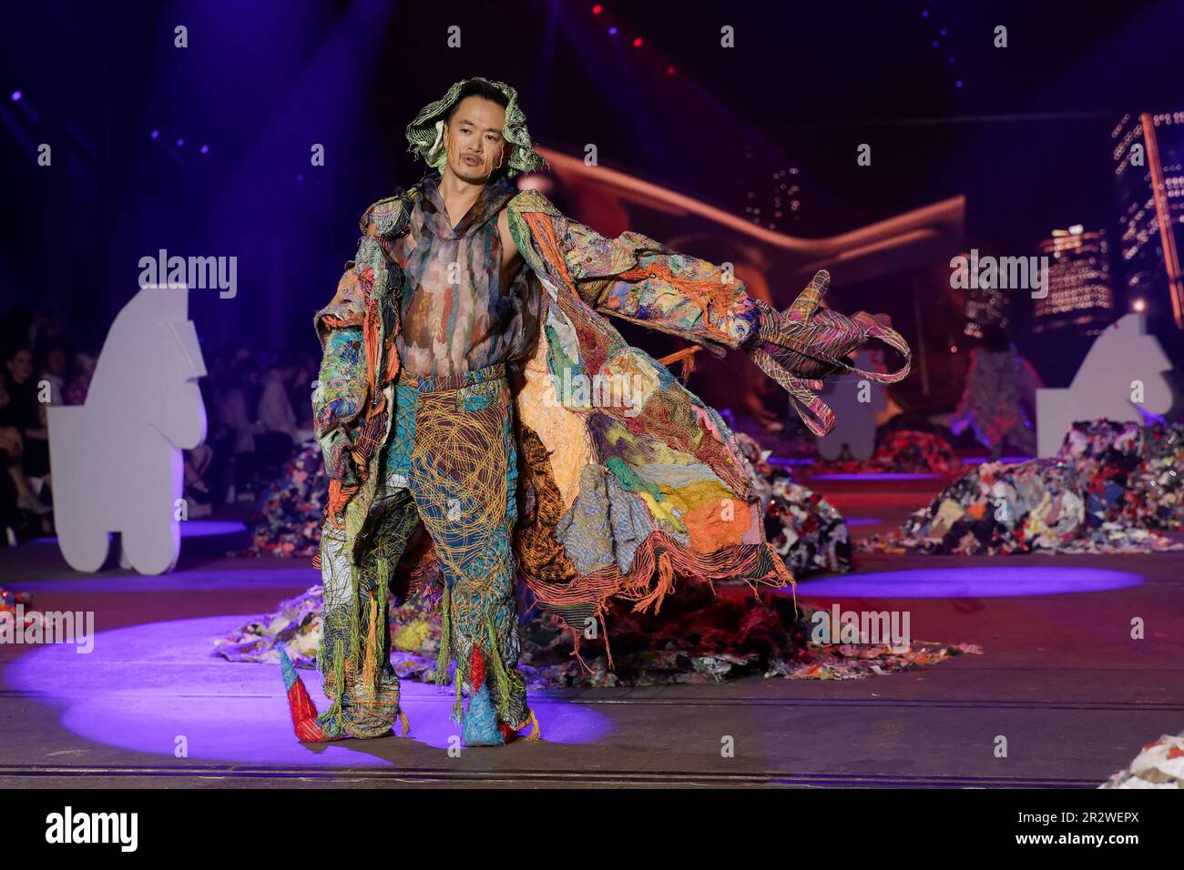 A model walks the runway during the IORDANES SPYRIDON GOGOS show during the Afterpay Australian Fashion Week 2023 at Carriageworks on May 16, 2023 in Stock Photo