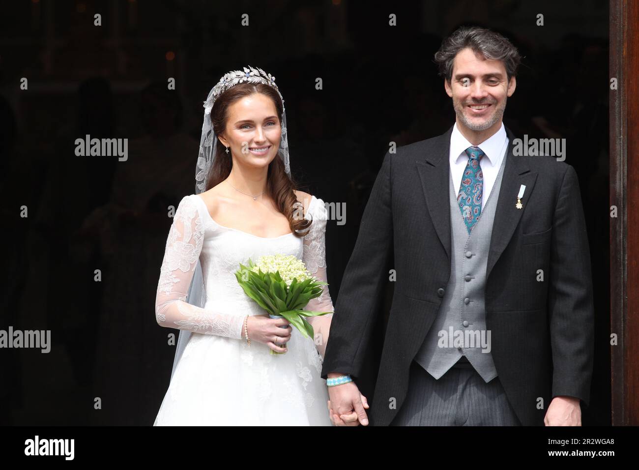 MUNICH, Germany - 20. MAY 2023: the bride and the groom leave the wedding  church - Prince Ludwig von Bayern and his wife Sophie-Alexandra Princess of  Bavaria got Married in the Theatiner