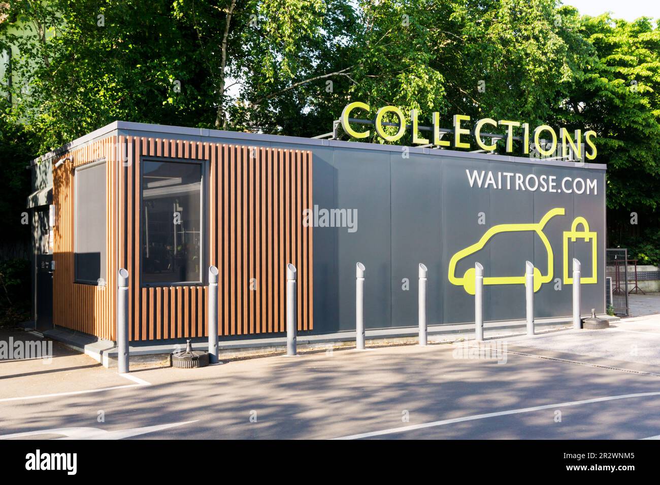 Waitrose click & collect collection point in supermarket car park. Stock Photo