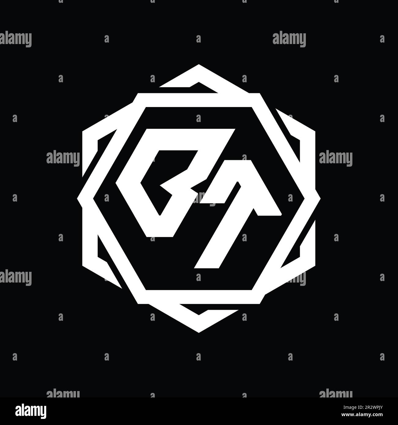 BT Logo monogram hexagon shape with geometric abstract isolated outline ...