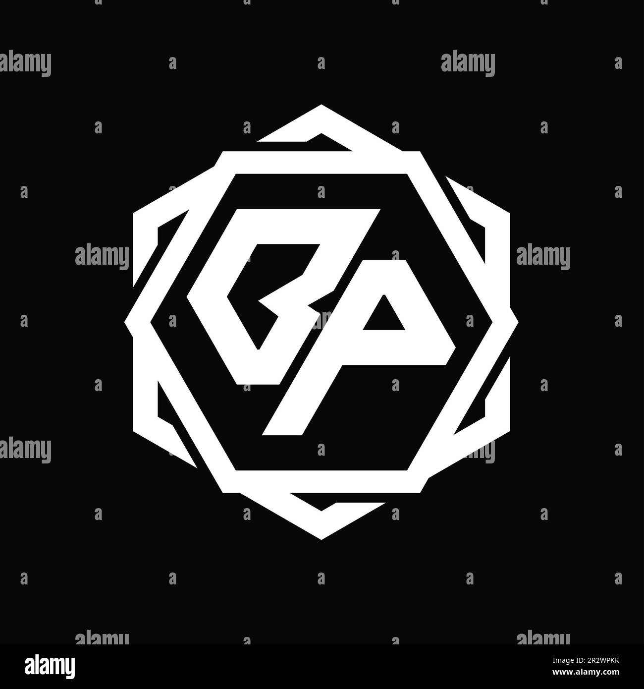 BP Logo monogram hexagon shape with geometric abstract isolated outline ...