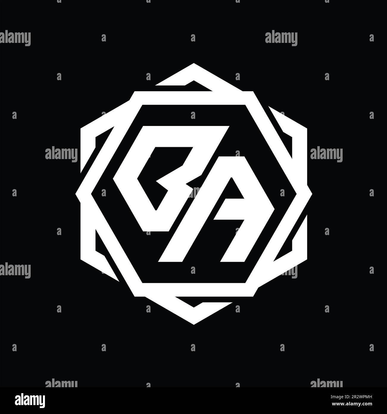 BA Logo monogram hexagon shape with geometric abstract isolated outline ...