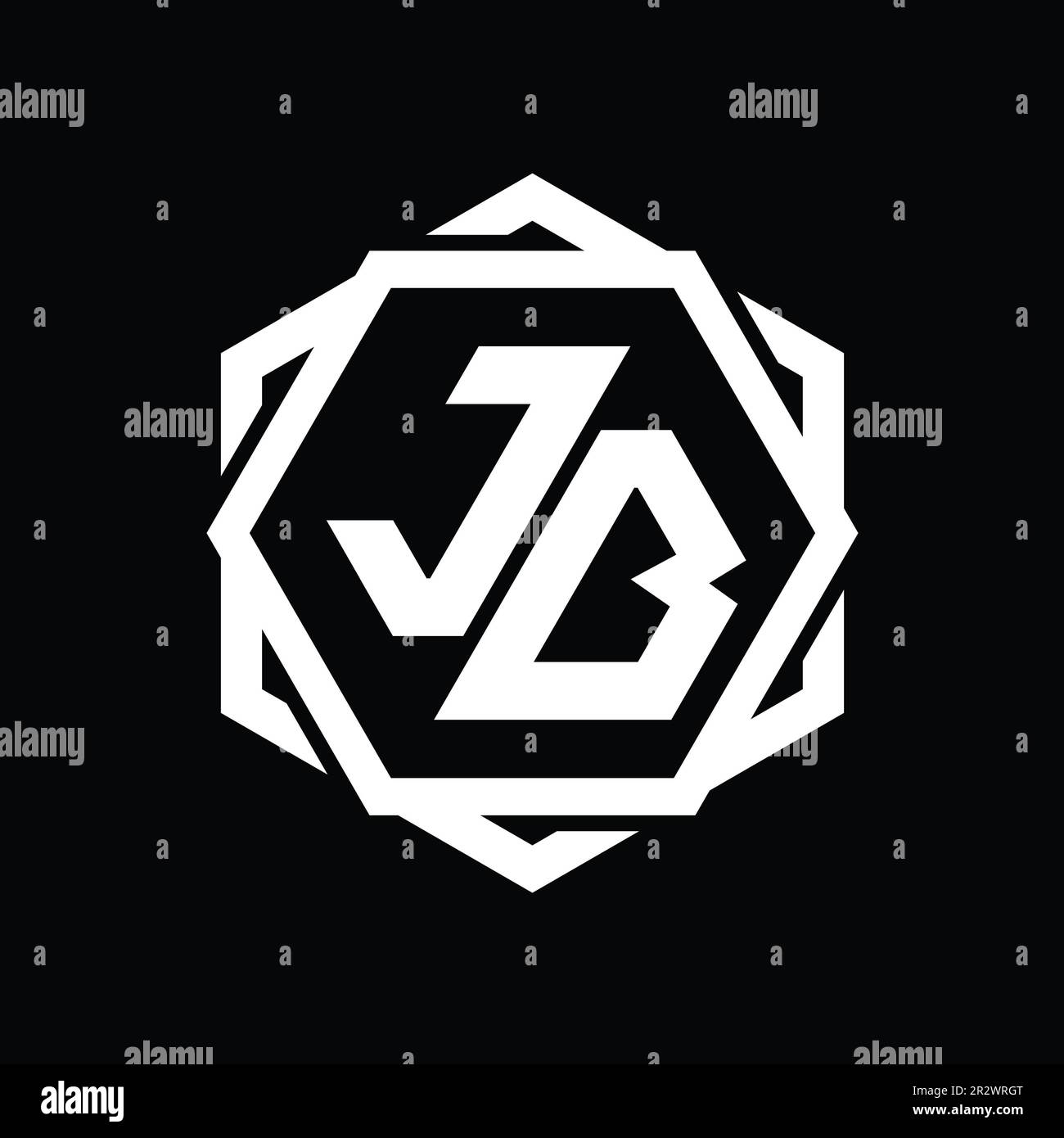 JB Logo monogram hexagon shape with geometric abstract isolated outline ...