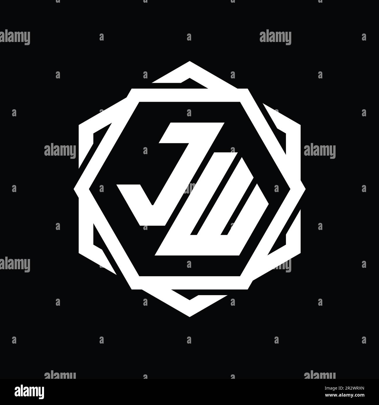 JW Logo monogram hexagon shape with geometric abstract isolated outline ...