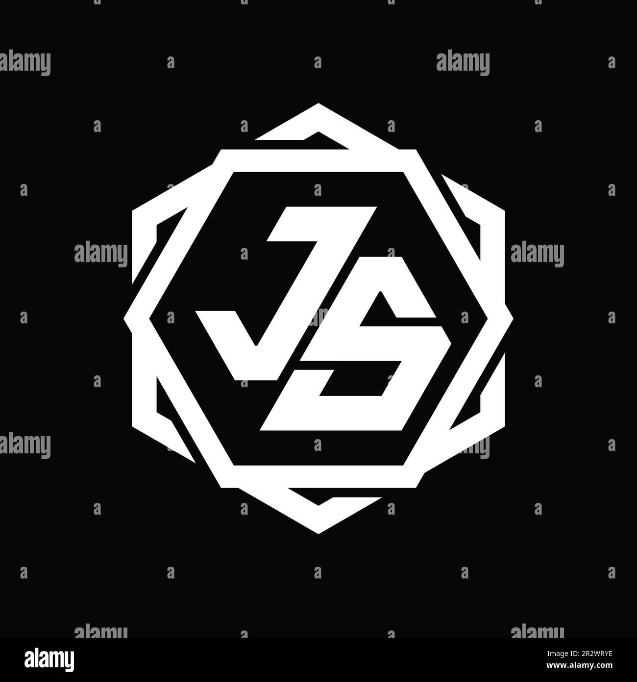 JS Logo monogram hexagon shape with geometric abstract isolated outline ...