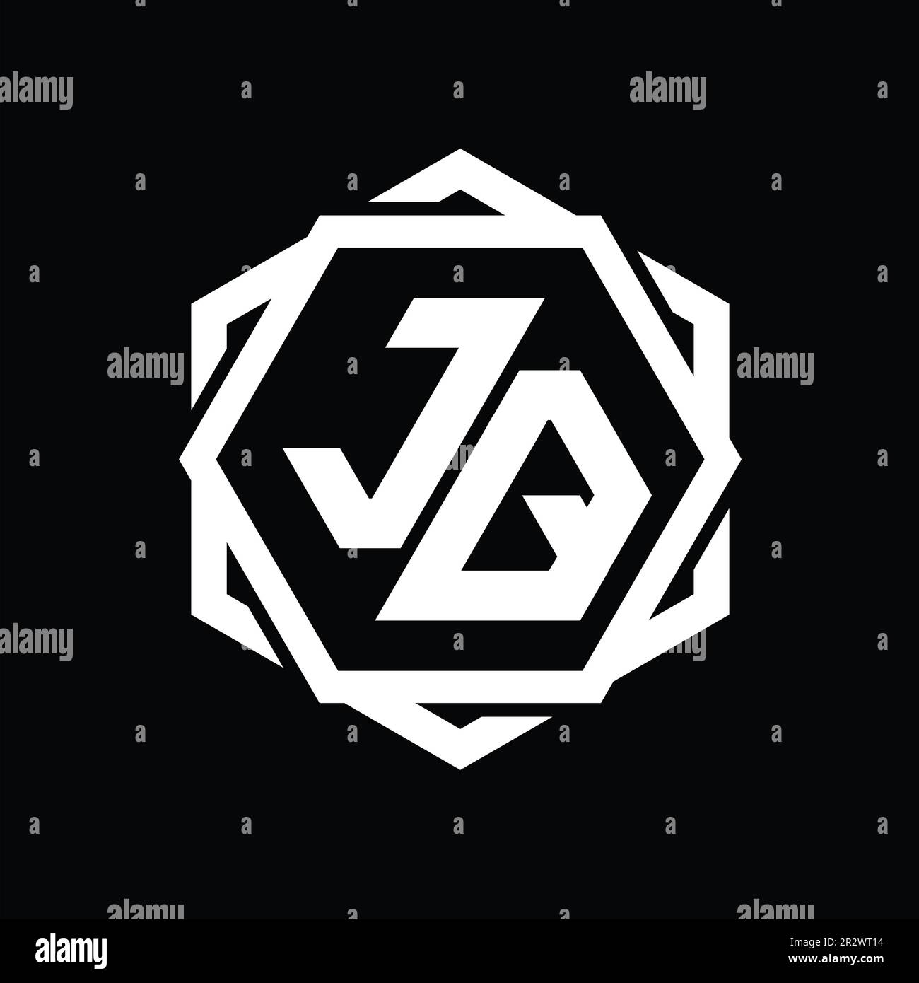 JQ Logo monogram hexagon shape with geometric abstract isolated outline ...