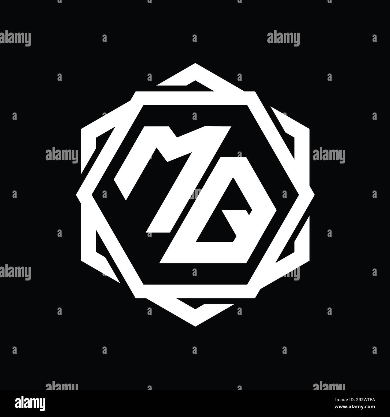 MQ Logo monogram hexagon shape with geometric abstract isolated outline ...