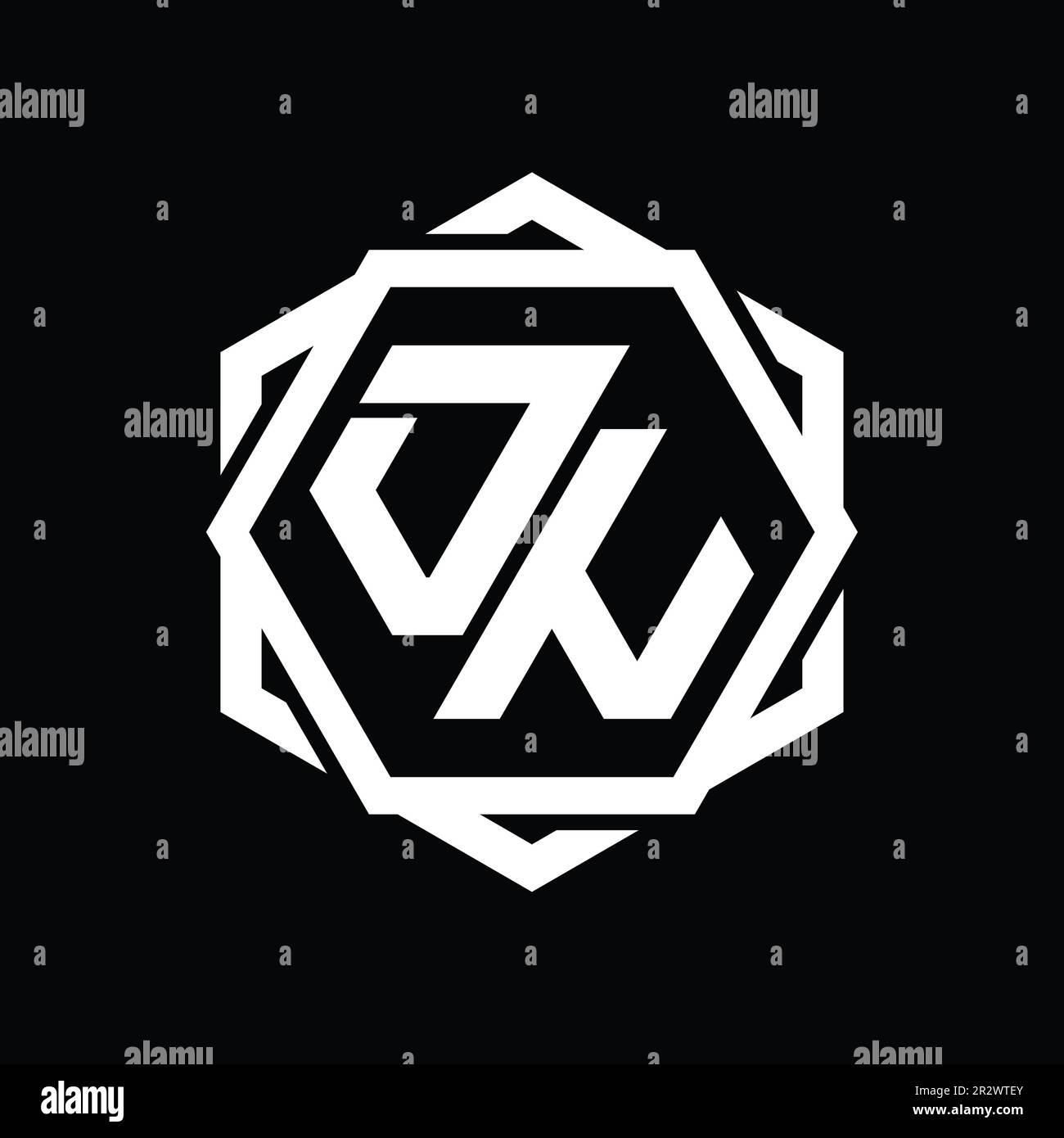 ON Logo monogram hexagon shape with geometric abstract isolated outline ...