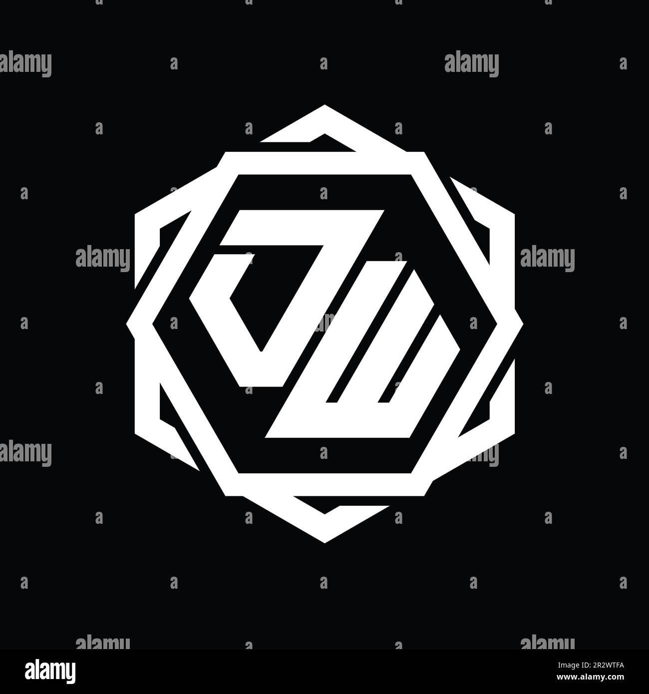 OW Logo monogram hexagon shape with geometric abstract isolated outline ...
