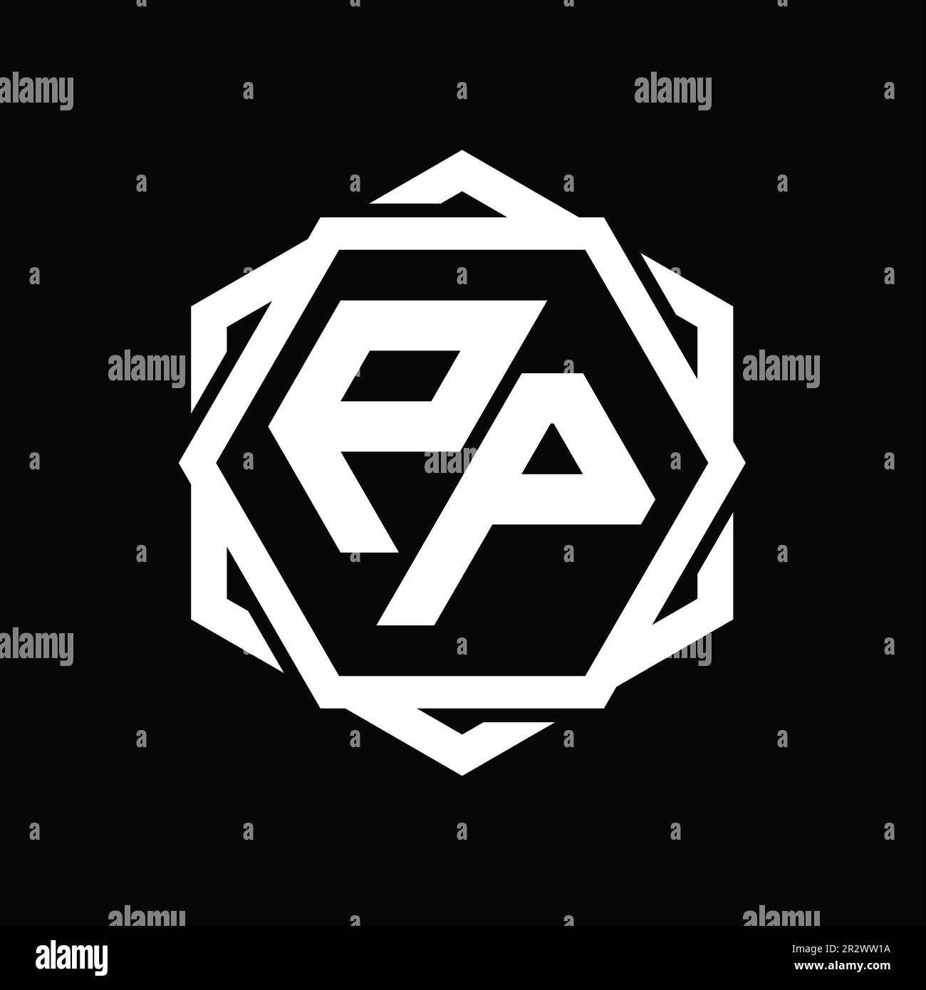 PP Logo monogram hexagon shape with geometric abstract isolated outline ...