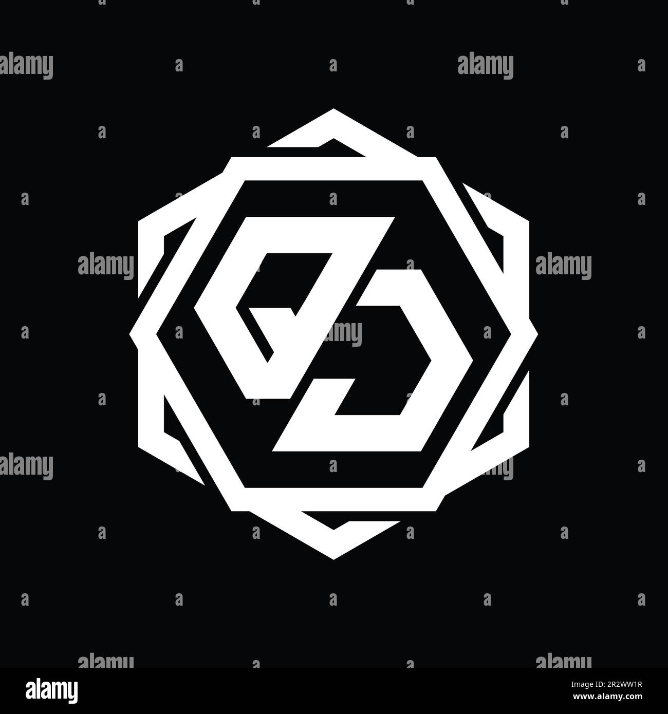 QJ Logo monogram hexagon shape with geometric abstract isolated outline ...
