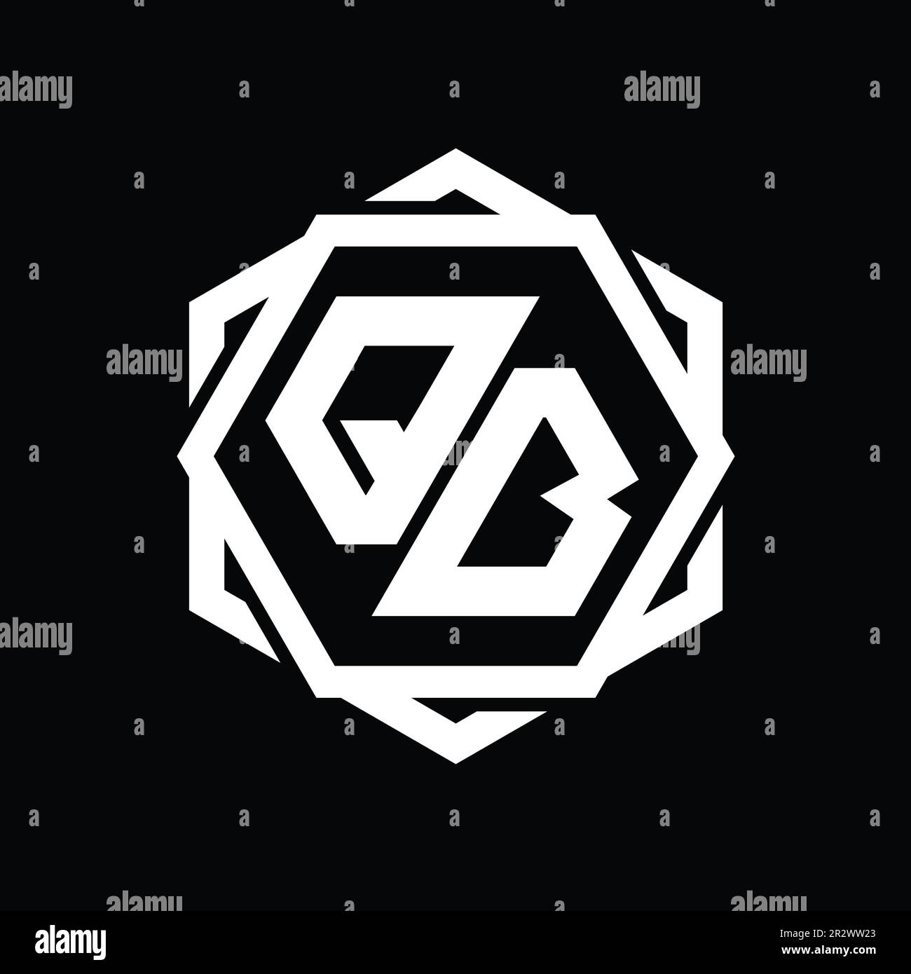 QB Logo monogram hexagon shape with geometric abstract isolated outline ...