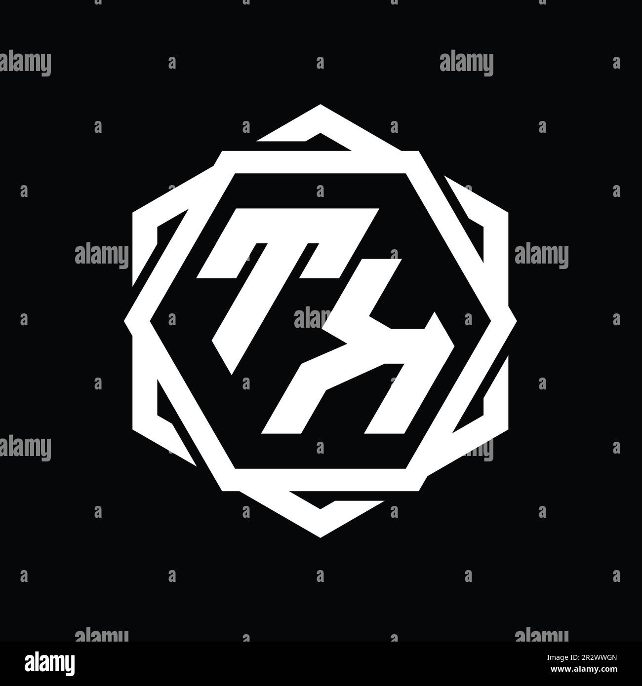 TK Logo monogram hexagon shape with geometric abstract isolated outline ...