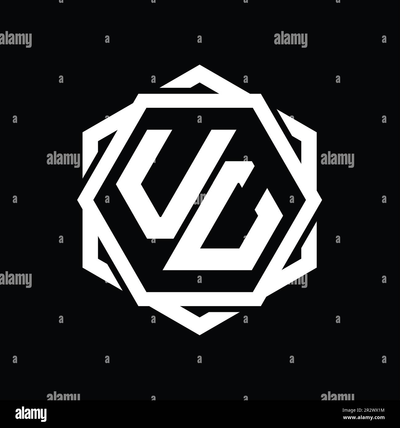 VU Logo monogram hexagon shape with geometric abstract isolated outline ...