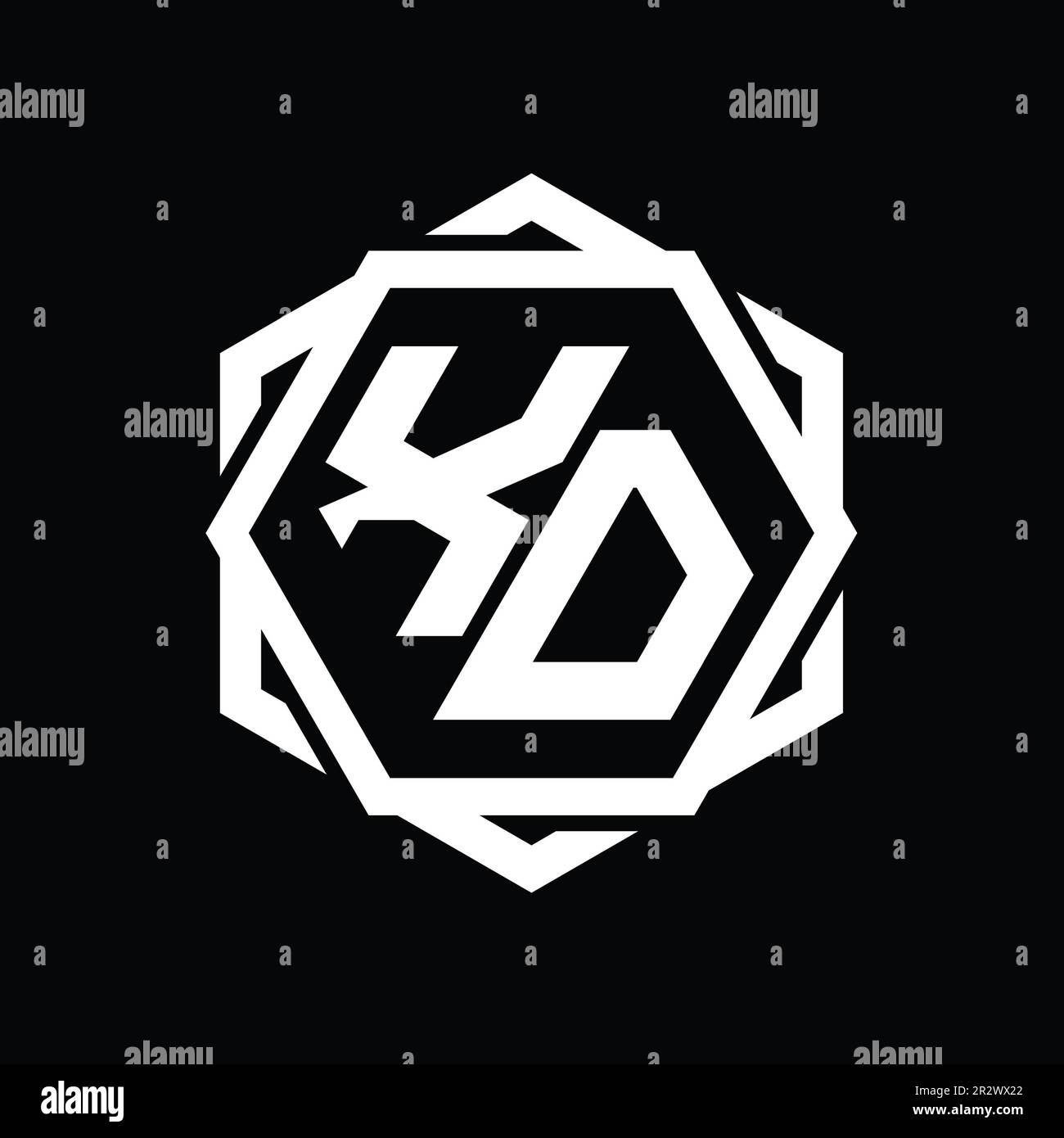 XD Logo monogram hexagon shape with geometric abstract isolated outline