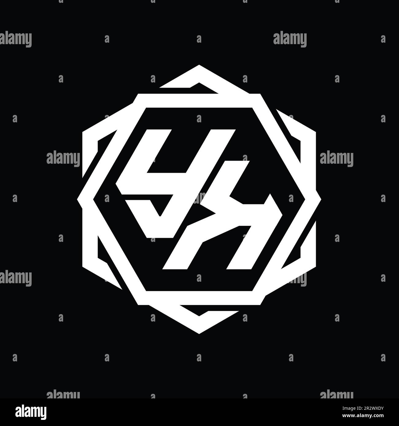 YK Logo monogram hexagon shape with geometric abstract isolated outline ...