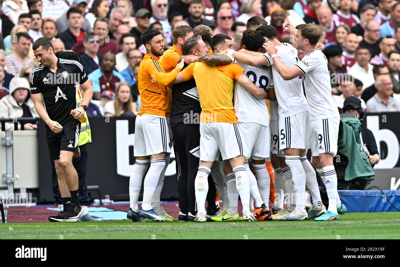 London, UK. 21st May, 2023. GOAL. Rodrigo (Leeds) celebrates scoring