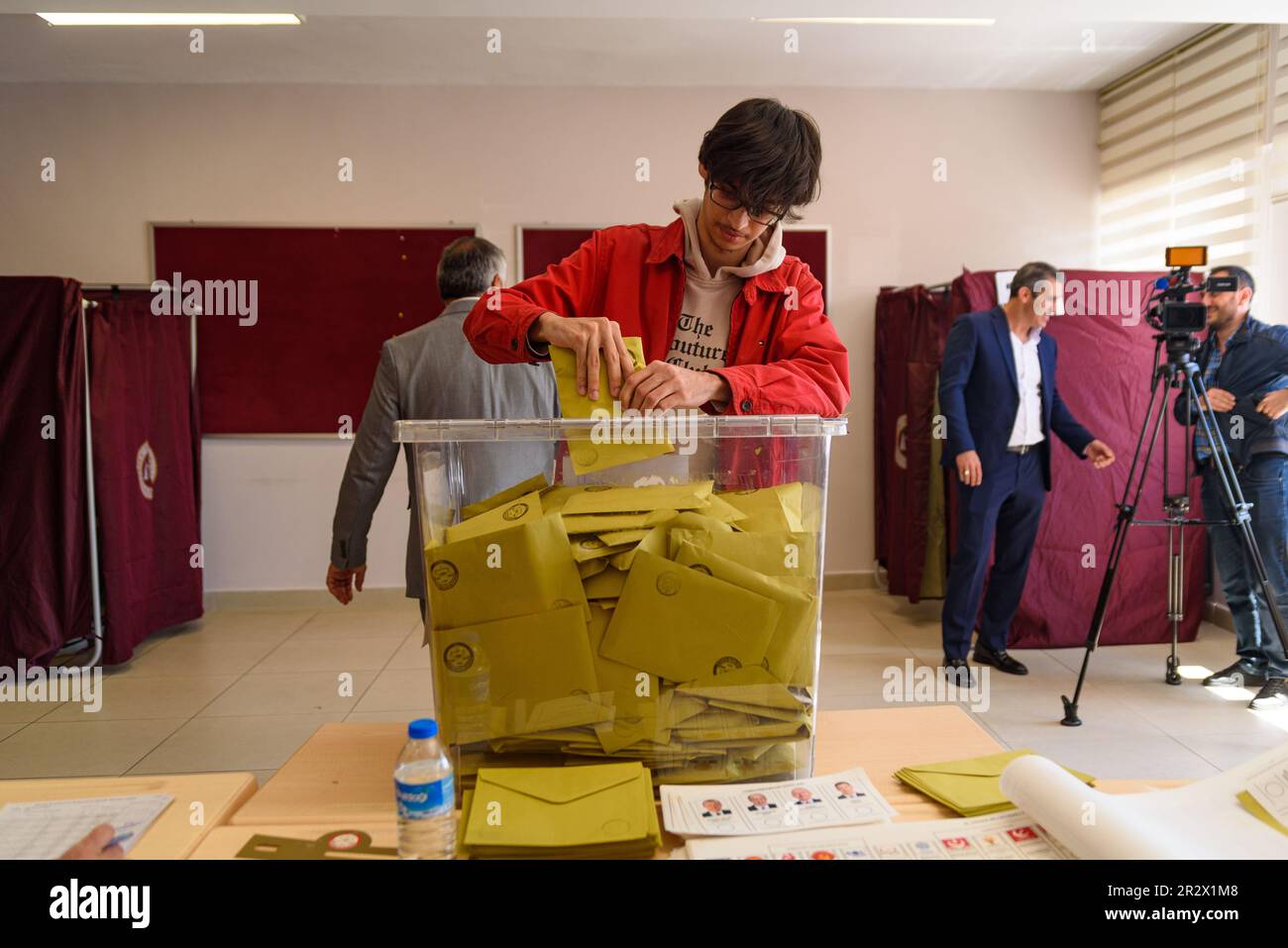 Istanbul, Turkey 14 May 2023 A young man is seen voting in the