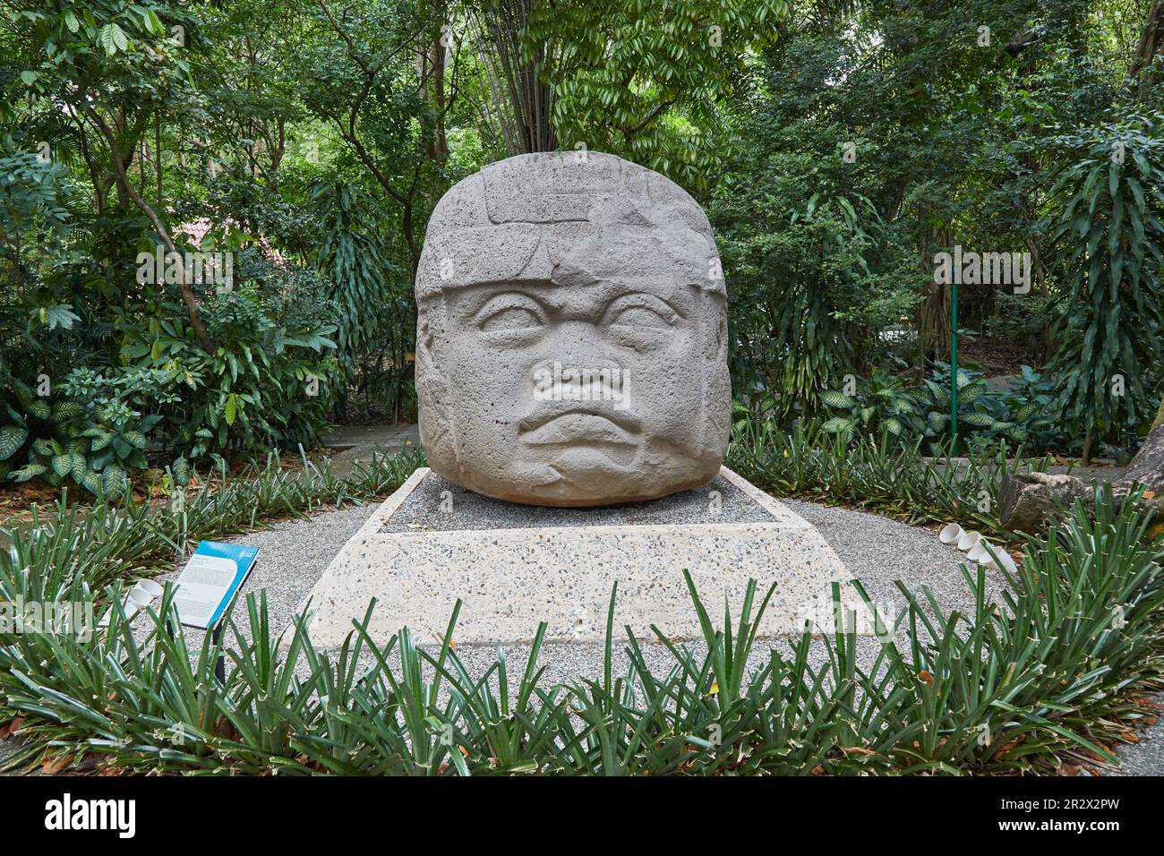 The outdoor museum of Parque Museo La Venta in Tabasco, Mexico, showcases ancient Olmec heads and other basalt carvings Stock Photo