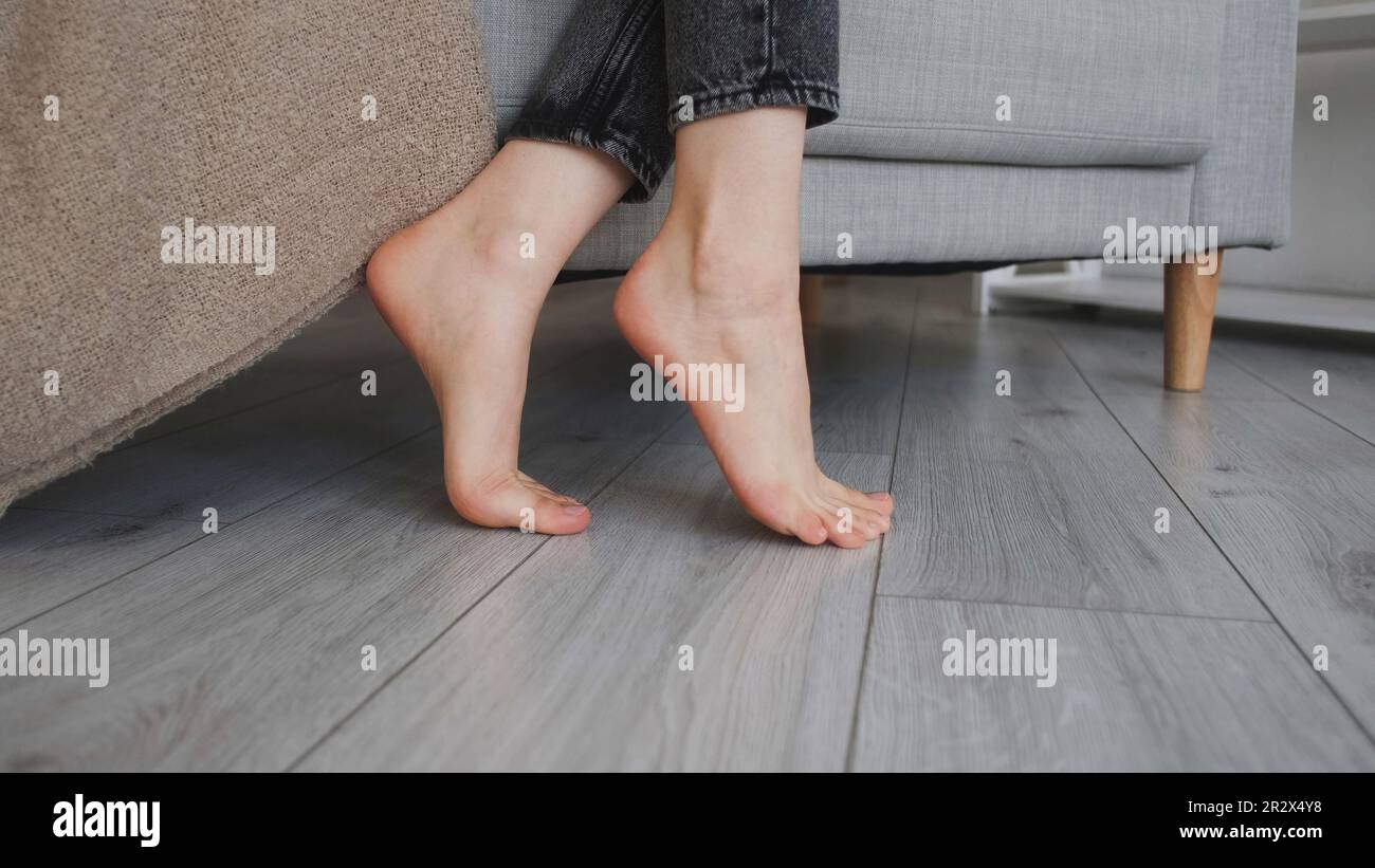Foot care skin treatment female barefoot legs Stock Photo Alamy