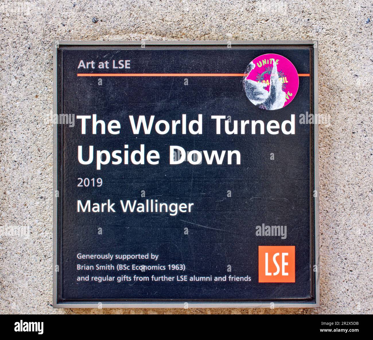 London plaque for sculpture by Mark Wallinger the World turned Upside