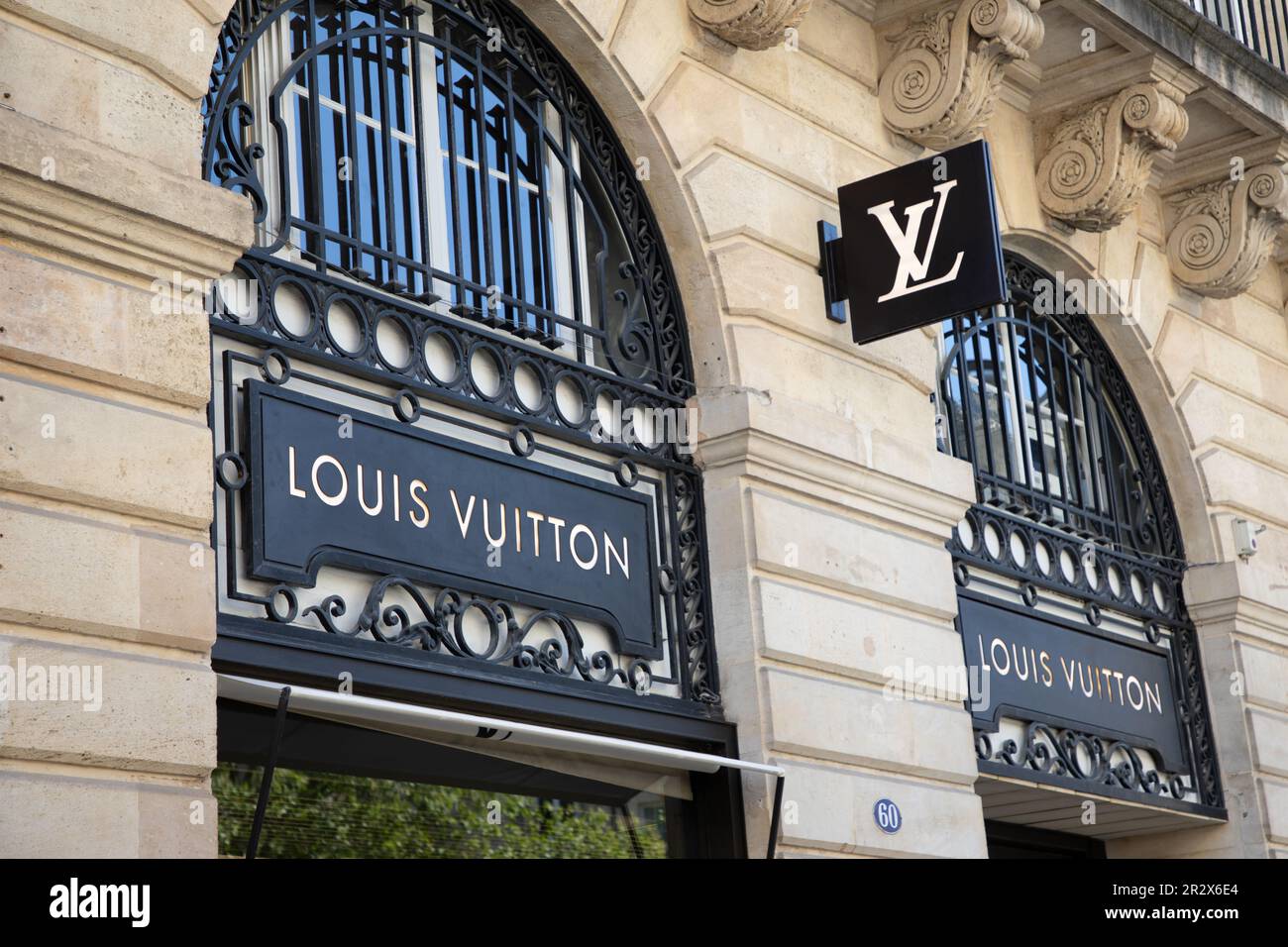 Bordeaux , Aquitaine  France - 05 19 2023 : Louis Vuitton logo brand store and sign facade text shop on entrance boutique Luxury handbags and luggages Stock Photo