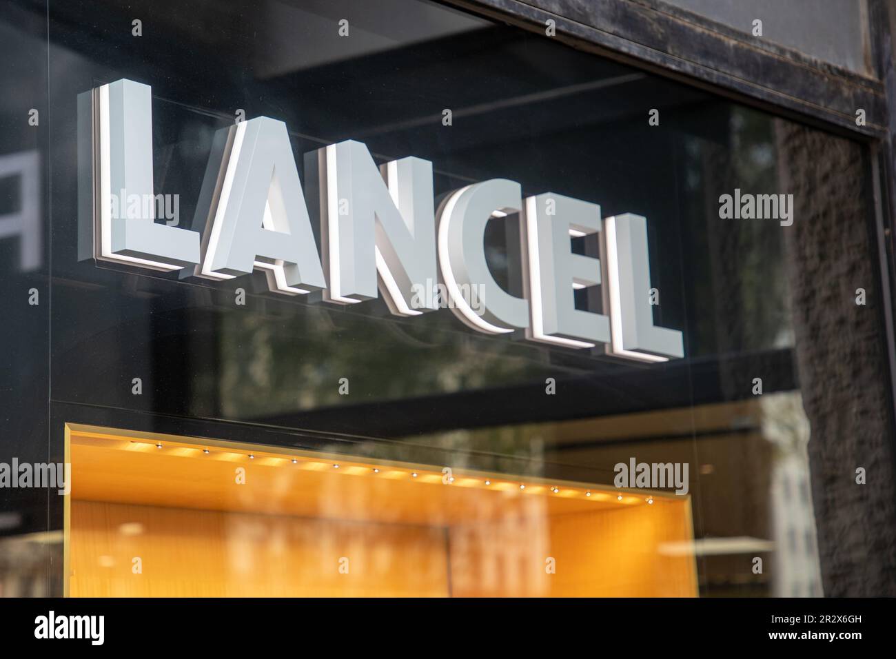 Bordeaux , Aquitaine  France - 05 19 2023 : Lancel boutique logo brand and sign text wall facade store fashion clothing shop in street main Stock Photo