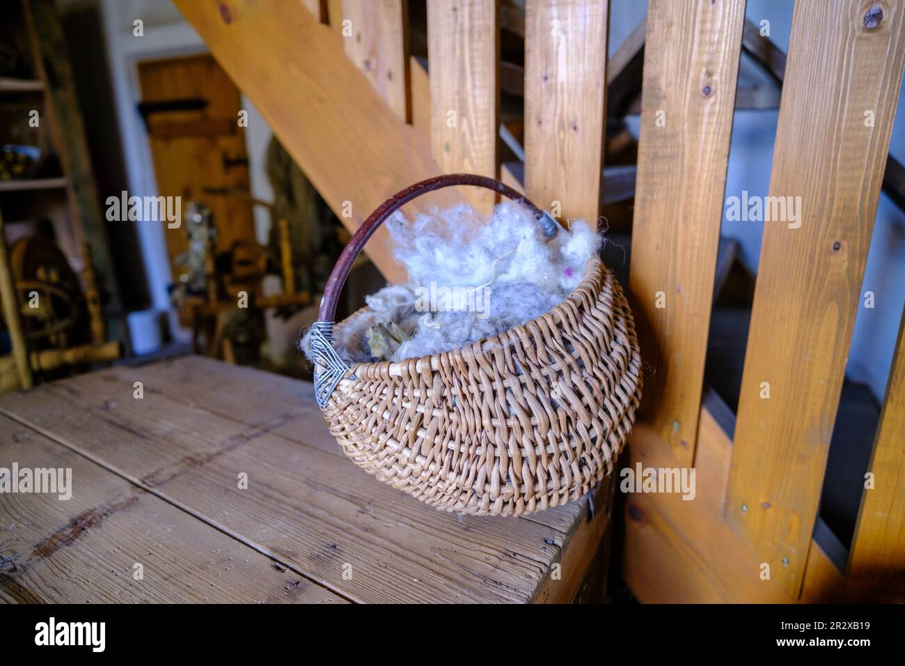 Handmade natural wool. small home business. Raw wool material prepared