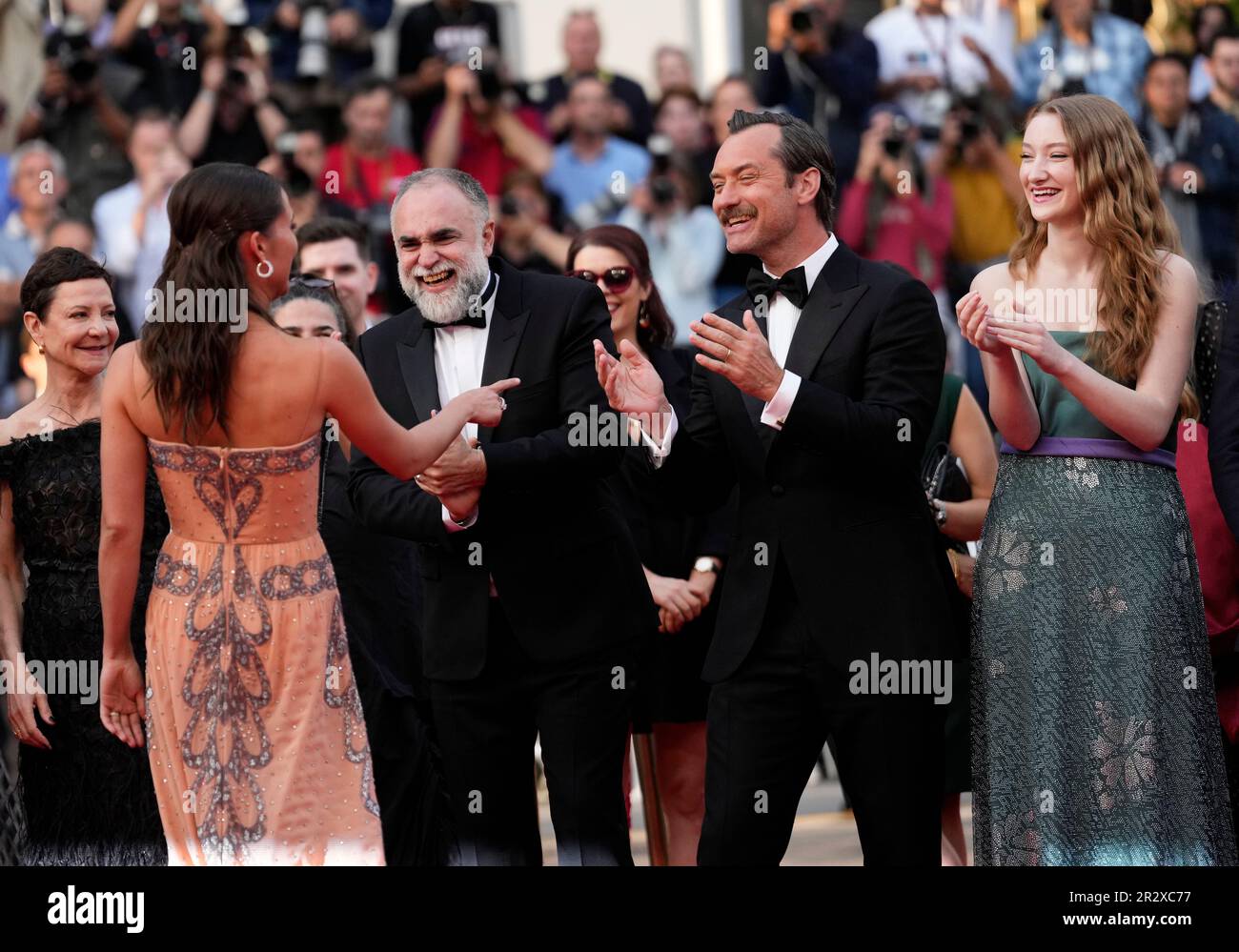 Alicia Vikander, from left, director Karim Ainouz, Jude Law, and Junia ...