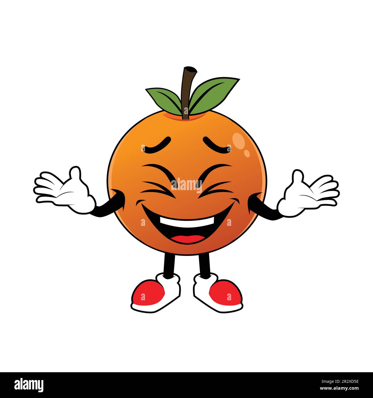 Orange Fruit Cartoon Mascot laughing happily .Illustration for sticker icon mascot and logo Stock Vector