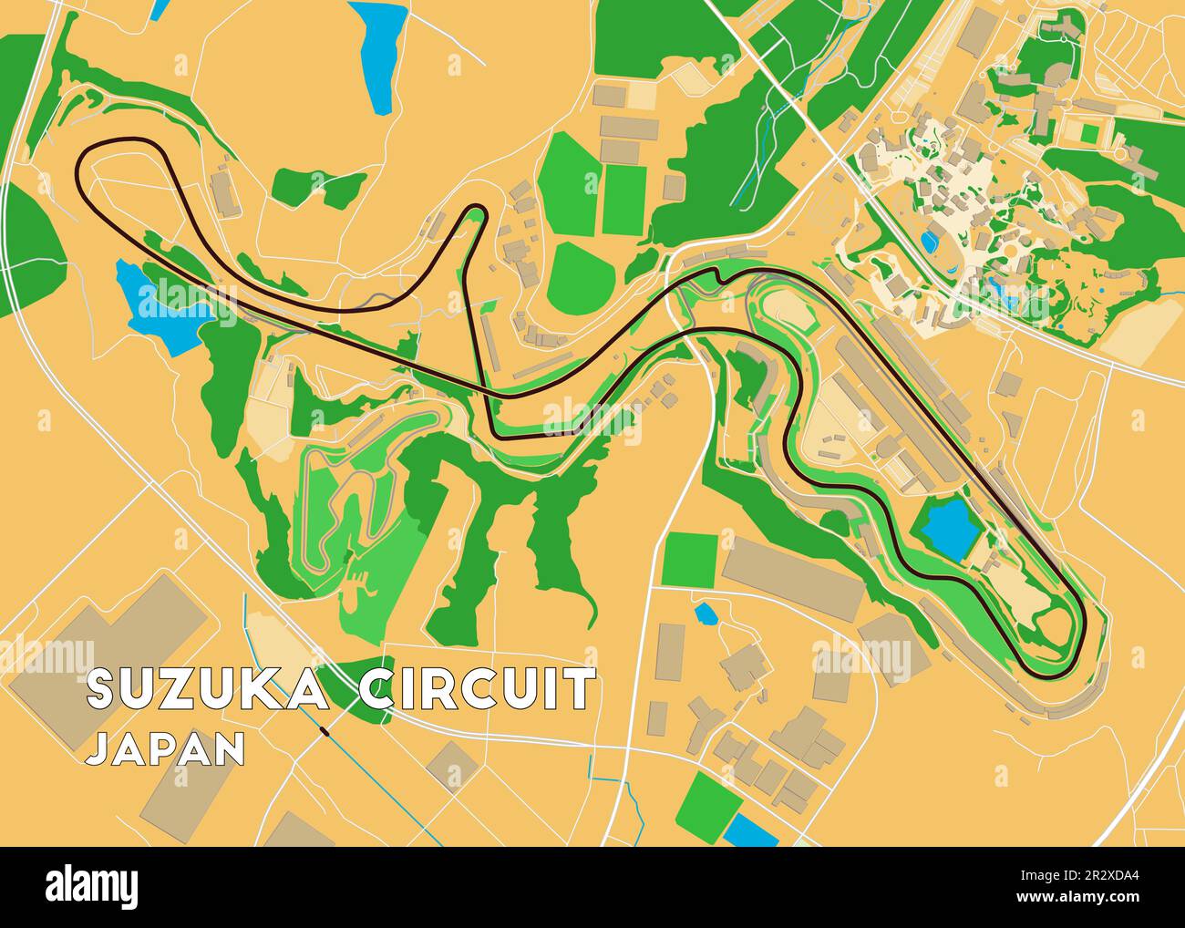 Japan Suzuka Circuit map art Stock Vector