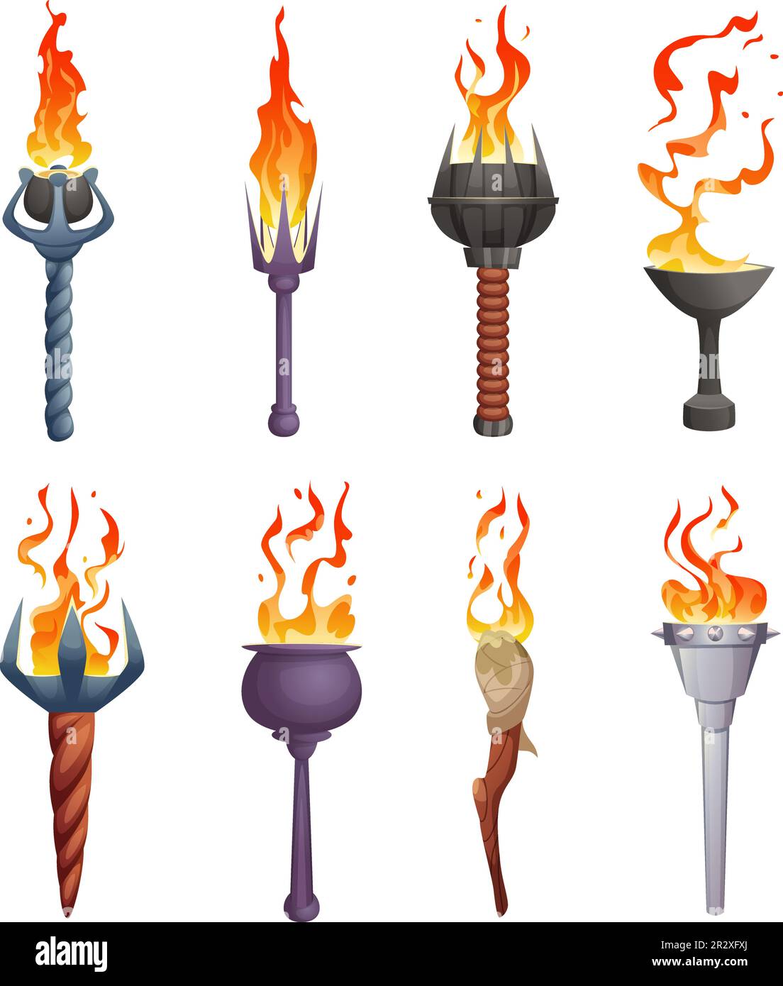 Torch Light Decorative Flame Stick Retro Vector Stock Vector Image