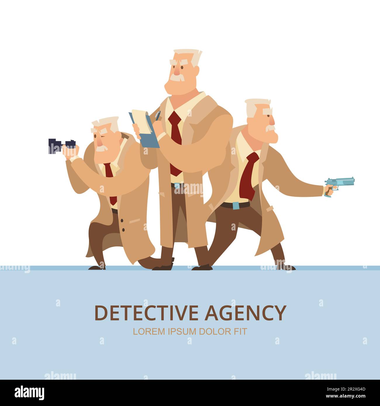 Detective agency poster. secret police officer or spy cartoon