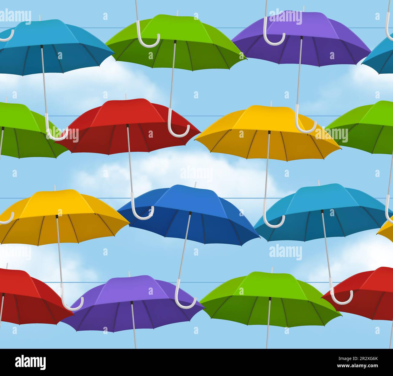 Colored umbrella pattern. Opening rain tools umbrellas decent vector seamless background Stock Vector
