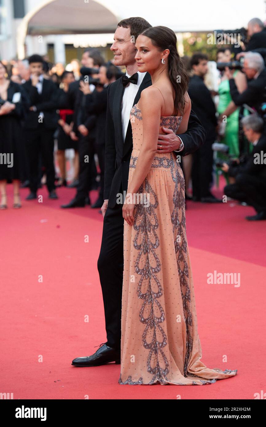 Cannes, France. 21st May, 2023. Alicia Vikander and Michael Fassbender  attending the Firebrand (Le Jeu De La Reine) Premiere as part of the 76th  Cannes Film Festival in Cannes, France on May