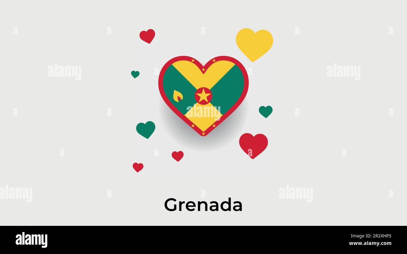 Grenada country heart. Love Grenada national flag vector illustration Stock Vector