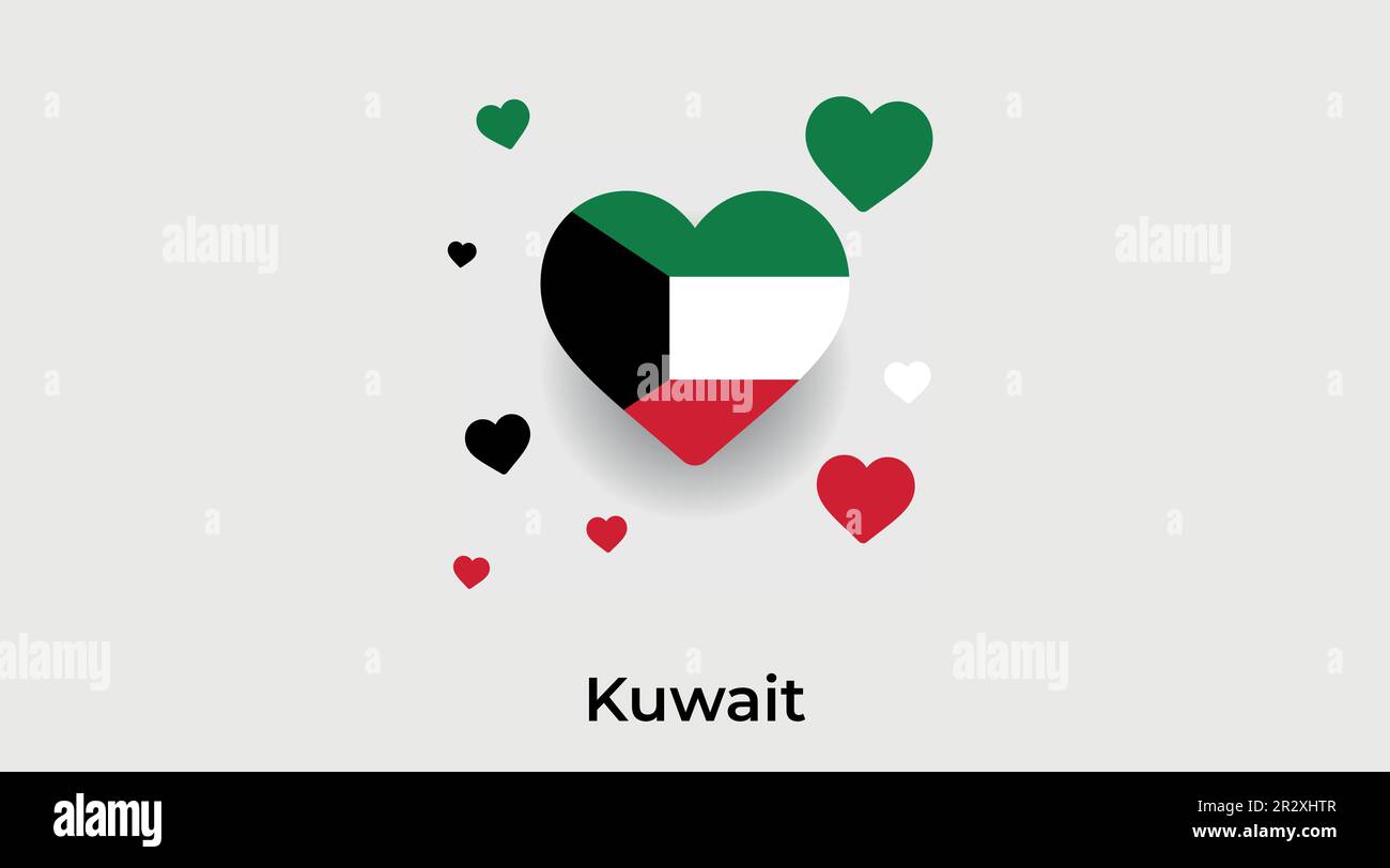 Kuwait country heart. Love Kuwait national flag vector illustration
