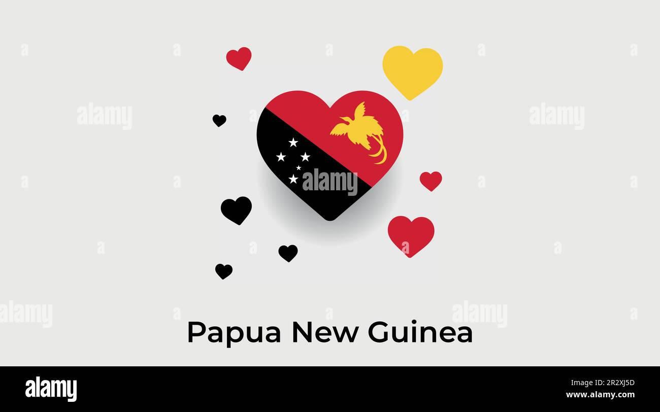 Papua New Guinea country heart. Love Papua New Guinea national flag vector illustration Stock Vector