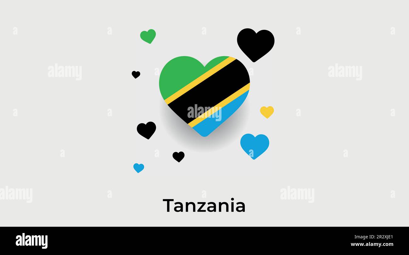 Tanzania country heart. Love Tanzania national flag vector illustration ...