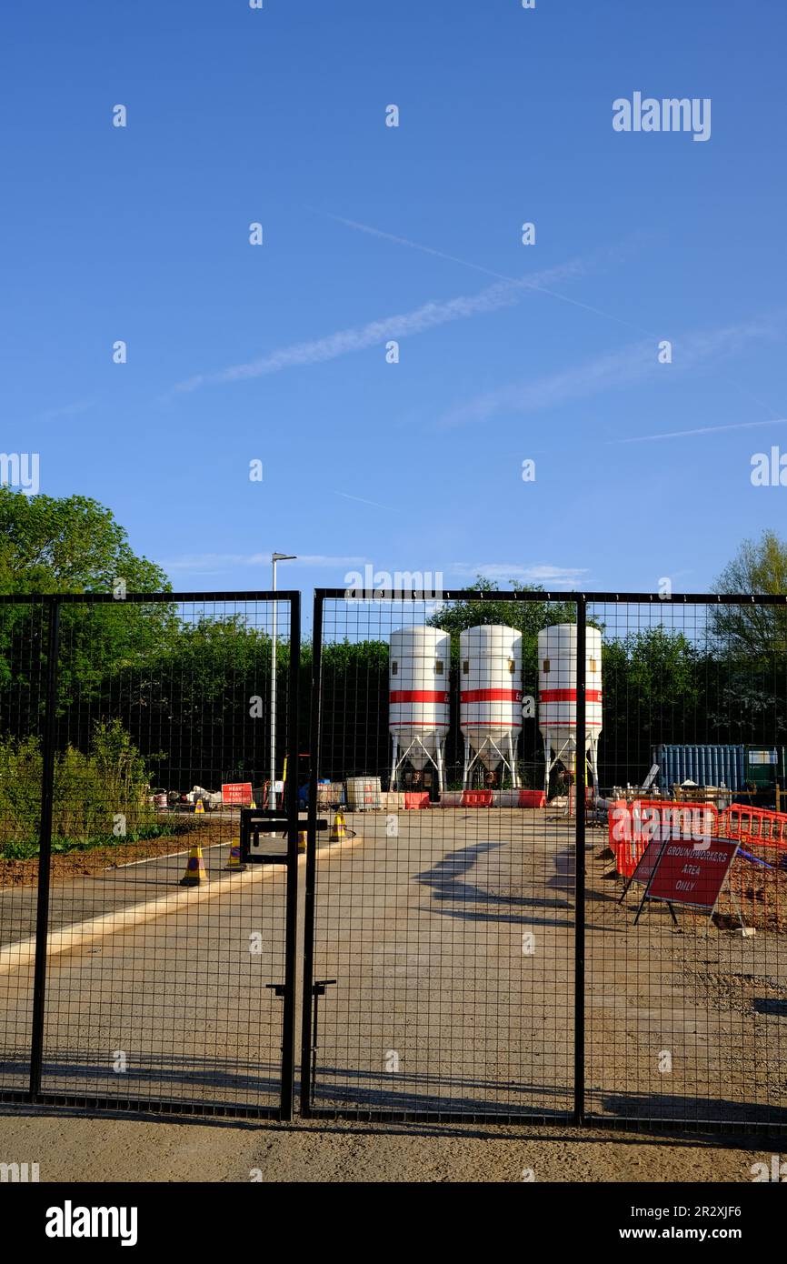 May 2023 Gates securing the construction site of new homes in the