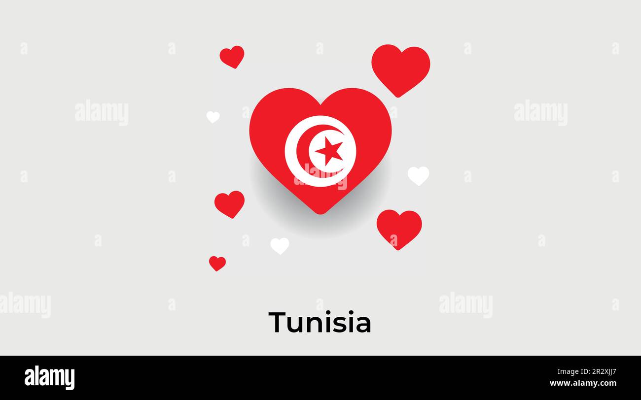Tunisia country heart. Love Tunisia national flag vector illustration