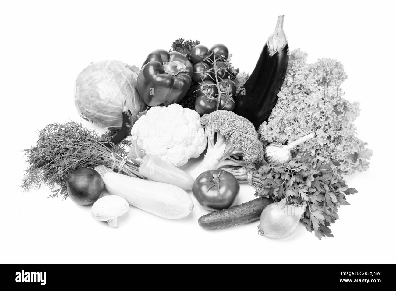 Vegetables white background many Black and White Stock Photos & Images ...